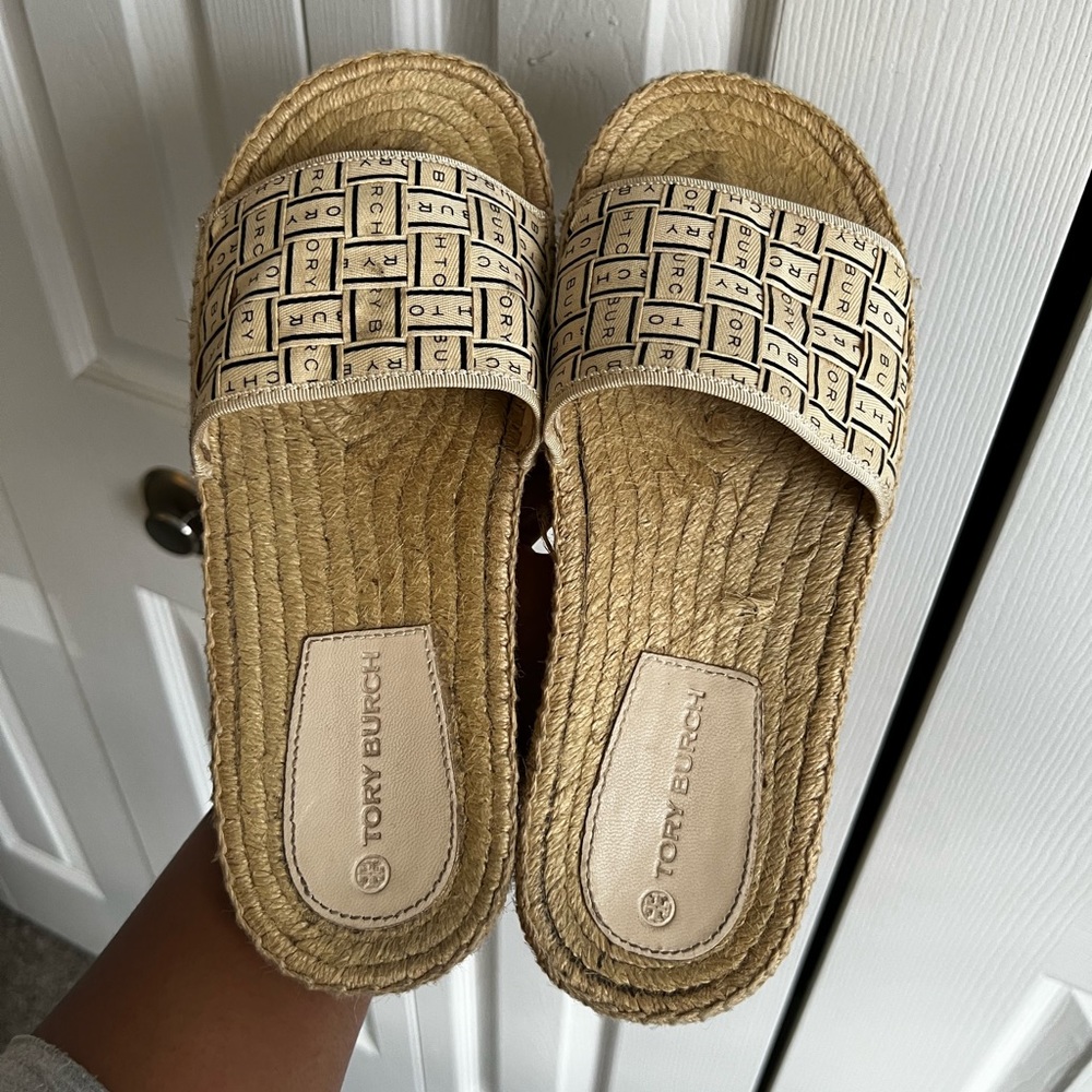 tory ribbon espadrille slide